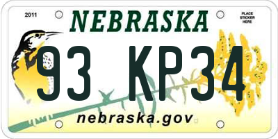 NE license plate 93KP34