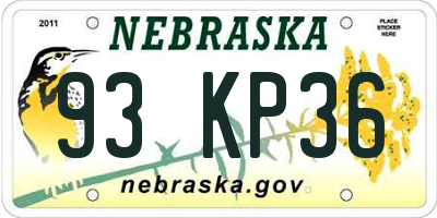 NE license plate 93KP36