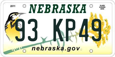 NE license plate 93KP49