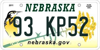 NE license plate 93KP52