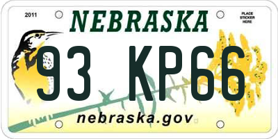 NE license plate 93KP66