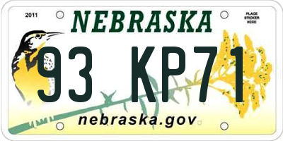 NE license plate 93KP71
