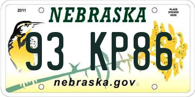 NE license plate 93KP86