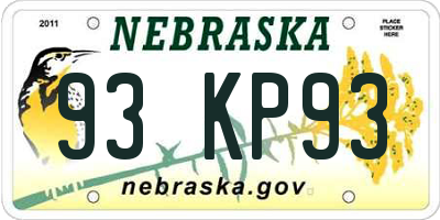 NE license plate 93KP93