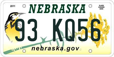NE license plate 93KQ56