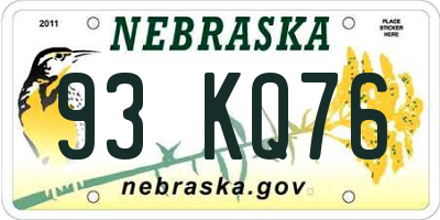 NE license plate 93KQ76