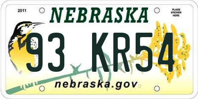 NE license plate 93KR54