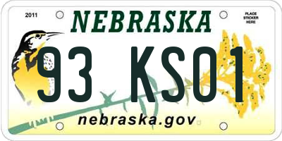 NE license plate 93KS01