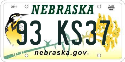 NE license plate 93KS37