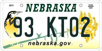 NE license plate 93KT02