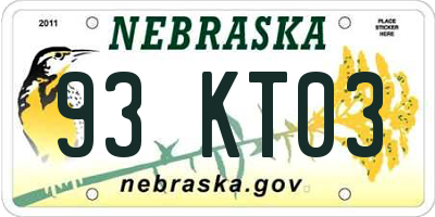 NE license plate 93KT03