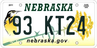 NE license plate 93KT24