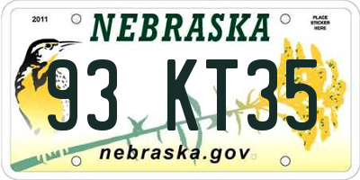 NE license plate 93KT35