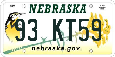 NE license plate 93KT59