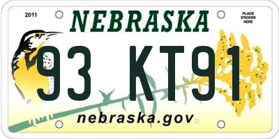 NE license plate 93KT91