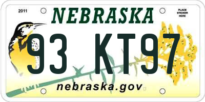 NE license plate 93KT97
