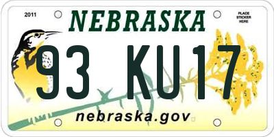 NE license plate 93KU17