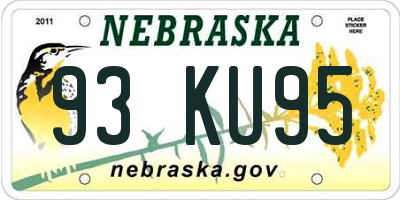 NE license plate 93KU95