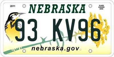 NE license plate 93KV96