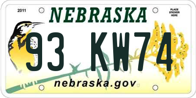 NE license plate 93KW74
