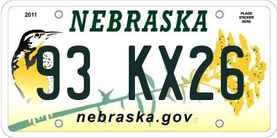 NE license plate 93KX26