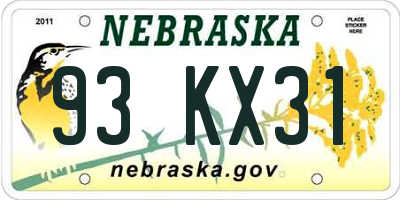 NE license plate 93KX31