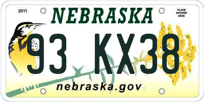 NE license plate 93KX38