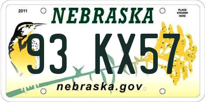 NE license plate 93KX57