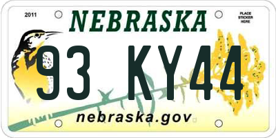NE license plate 93KY44