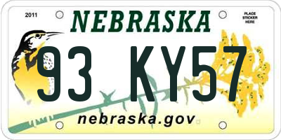 NE license plate 93KY57