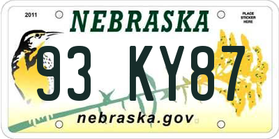 NE license plate 93KY87