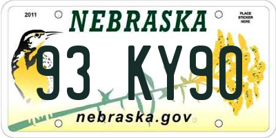 NE license plate 93KY90