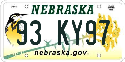 NE license plate 93KY97