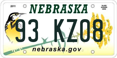 NE license plate 93KZ08