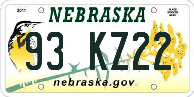 NE license plate 93KZ22