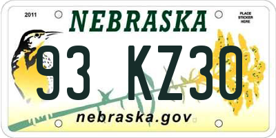 NE license plate 93KZ30