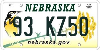 NE license plate 93KZ50