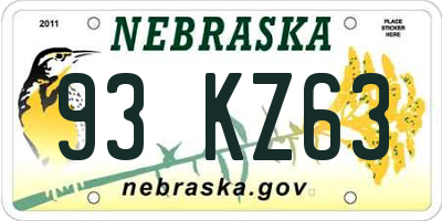 NE license plate 93KZ63