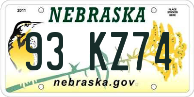 NE license plate 93KZ74