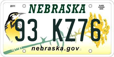 NE license plate 93KZ76