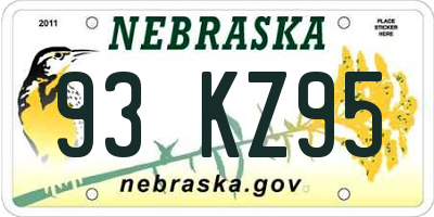 NE license plate 93KZ95