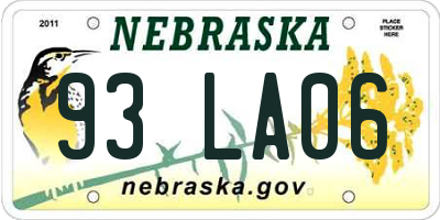 NE license plate 93LA06
