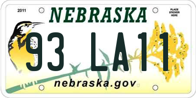 NE license plate 93LA11