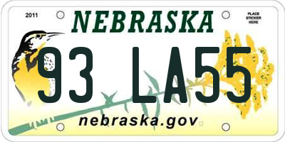 NE license plate 93LA55