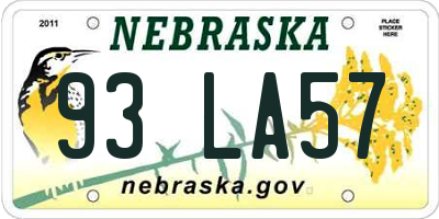 NE license plate 93LA57