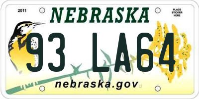 NE license plate 93LA64