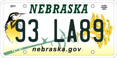 NE license plate 93LA89