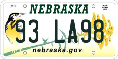 NE license plate 93LA98