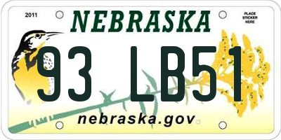 NE license plate 93LB51
