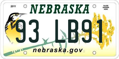 NE license plate 93LB91